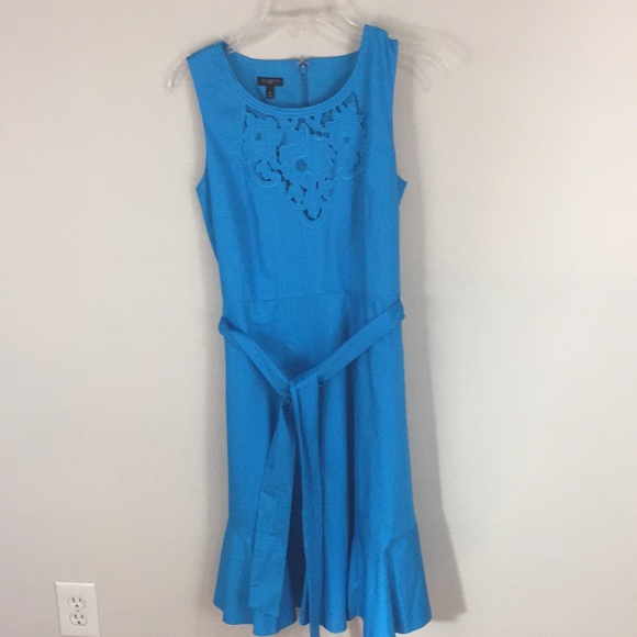Talbots Petites Turquoise Sleeveless Dress with Embroidery Cutouts 6P - Picture 1 of 13